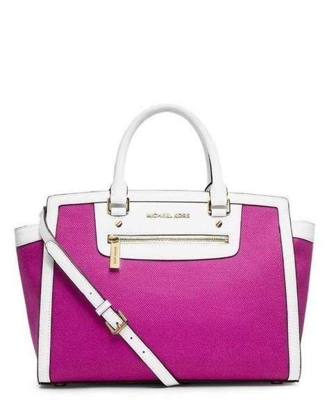 michael kors large selma fuchsia|Michael Kors selma large satchel.